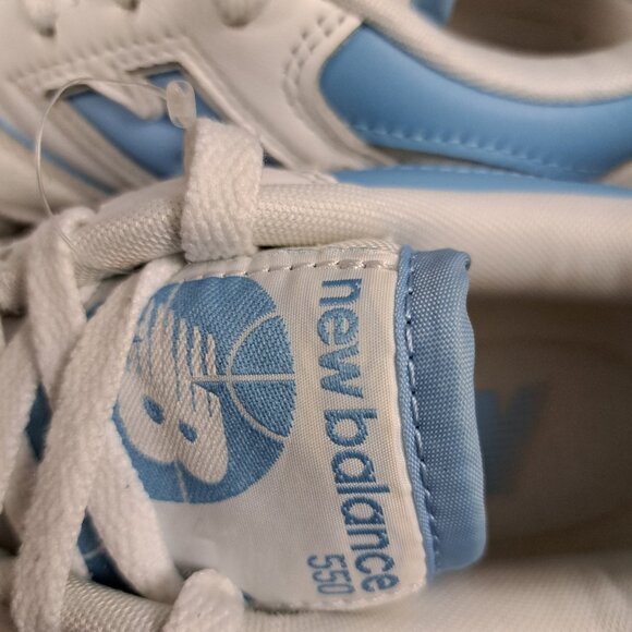 New Balance 550 White and Blue Athletic Shoes - Picture 12 of 13
